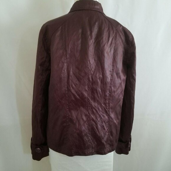Tribal Women’s Long Sleeve Lined Burgundy Button-Up Coat Jacket Size 12 - Picture 6 of 15
